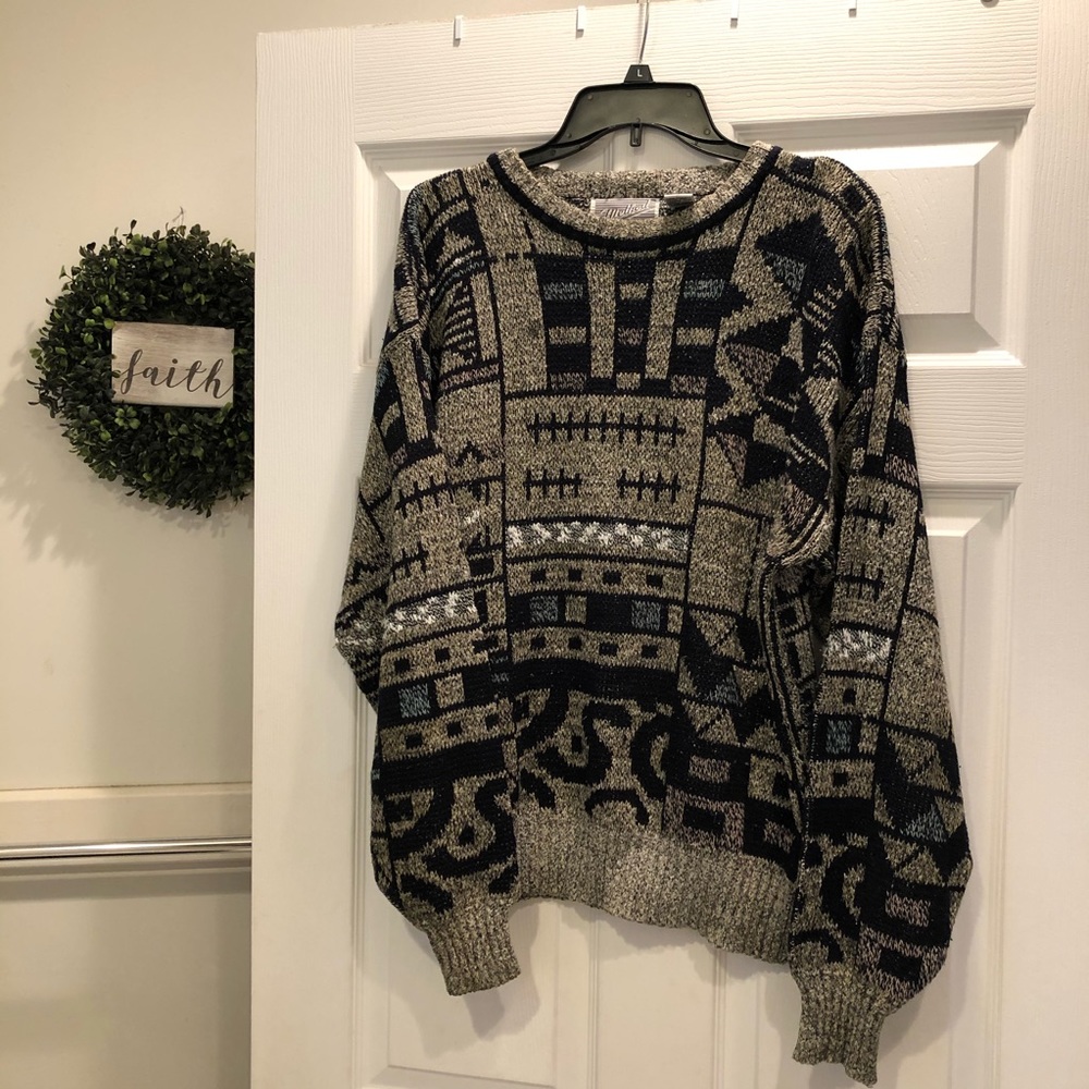 Vintage Patterned Knit Sweater